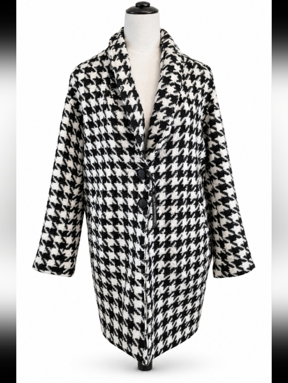 BLANKNYC Black White Houndstooth Wool Blend Coat Jaclet Size S- NEW